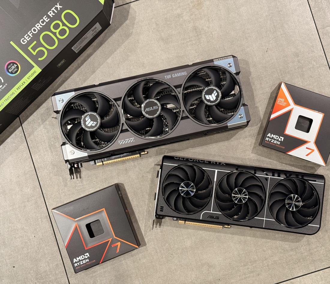 ASUS TUF RTX 5080 顯卡與 AMD Ryzen 處理器